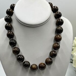 Silpada Bronzite Brown Beaded Retired Sterling Silver Model N1382 Necklace
